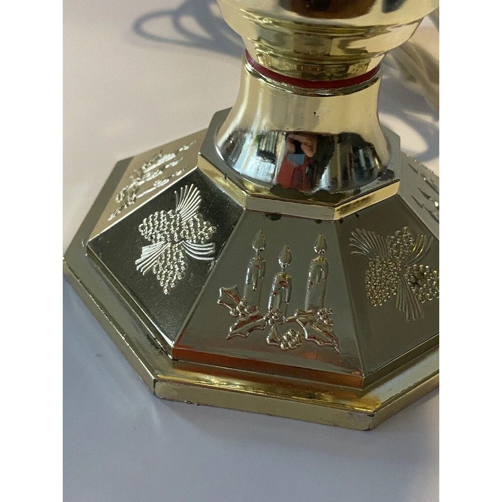Vintage Christmas Candle Electric Hurricane Lamp 12” Tall Flickering Flame Works